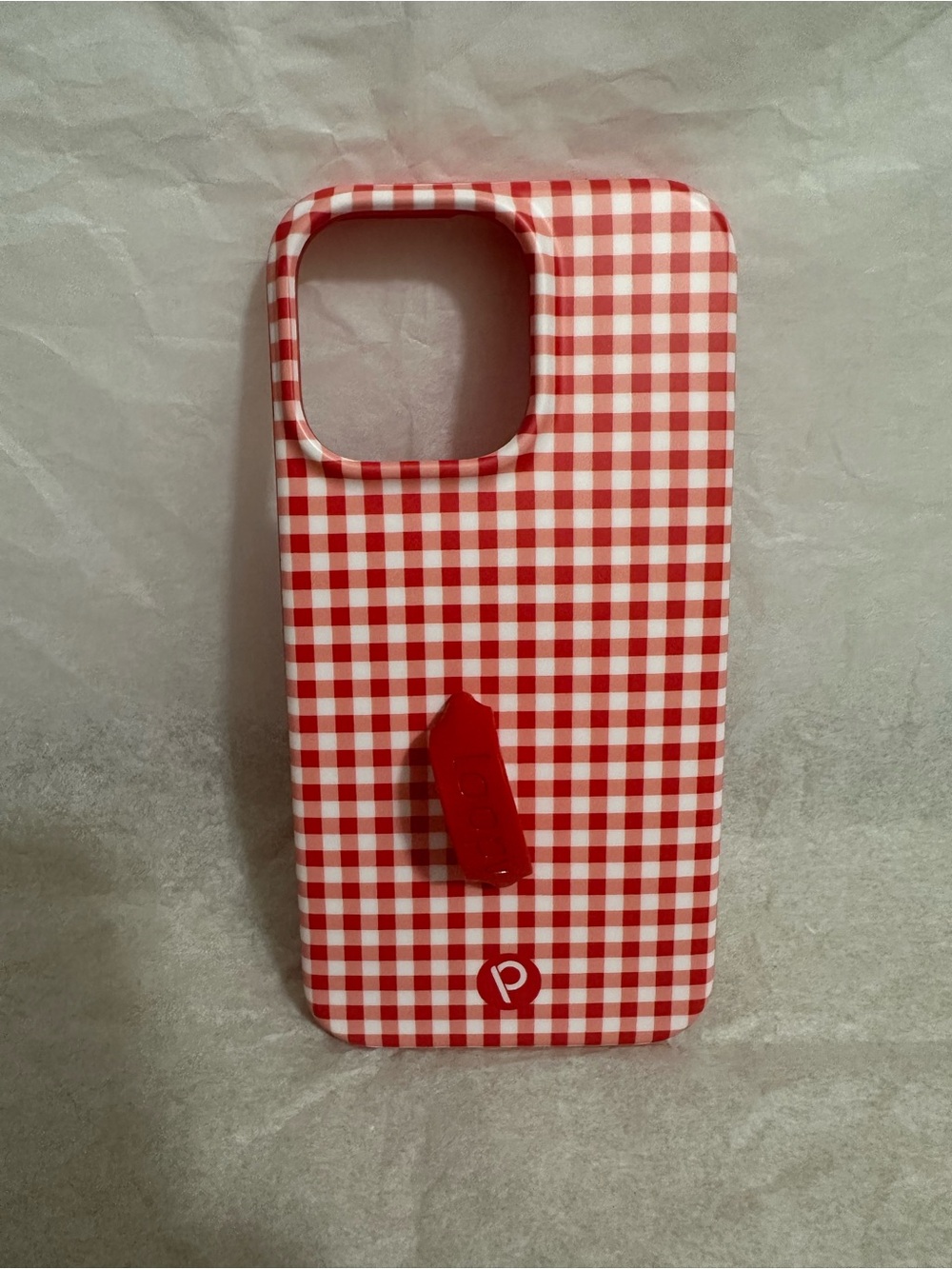 Loopy Case “Picnic Check” Red Gingham Phone Case with Built-In Grip
